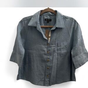 J. Crew 100% Blue Crop Blouse - 10 - NWT